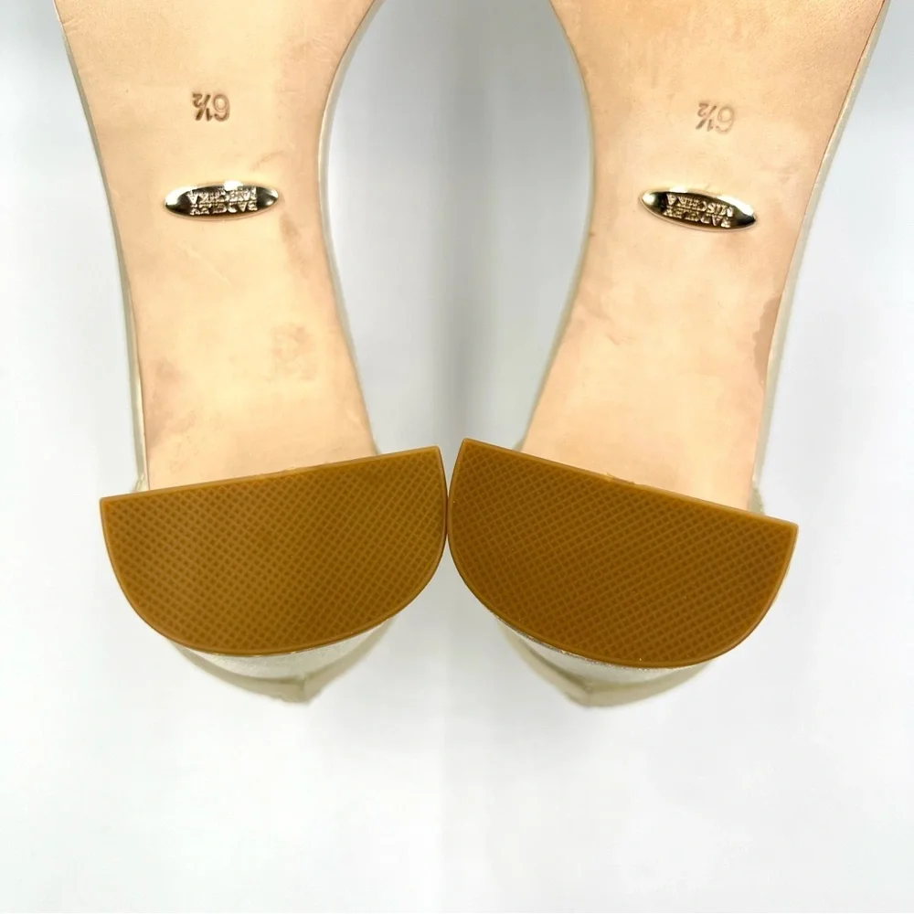 Badgley Mischka Size 6.5 Kameryn‎ Ivory Satin Jeweled Dress Sandals Heels Shoes